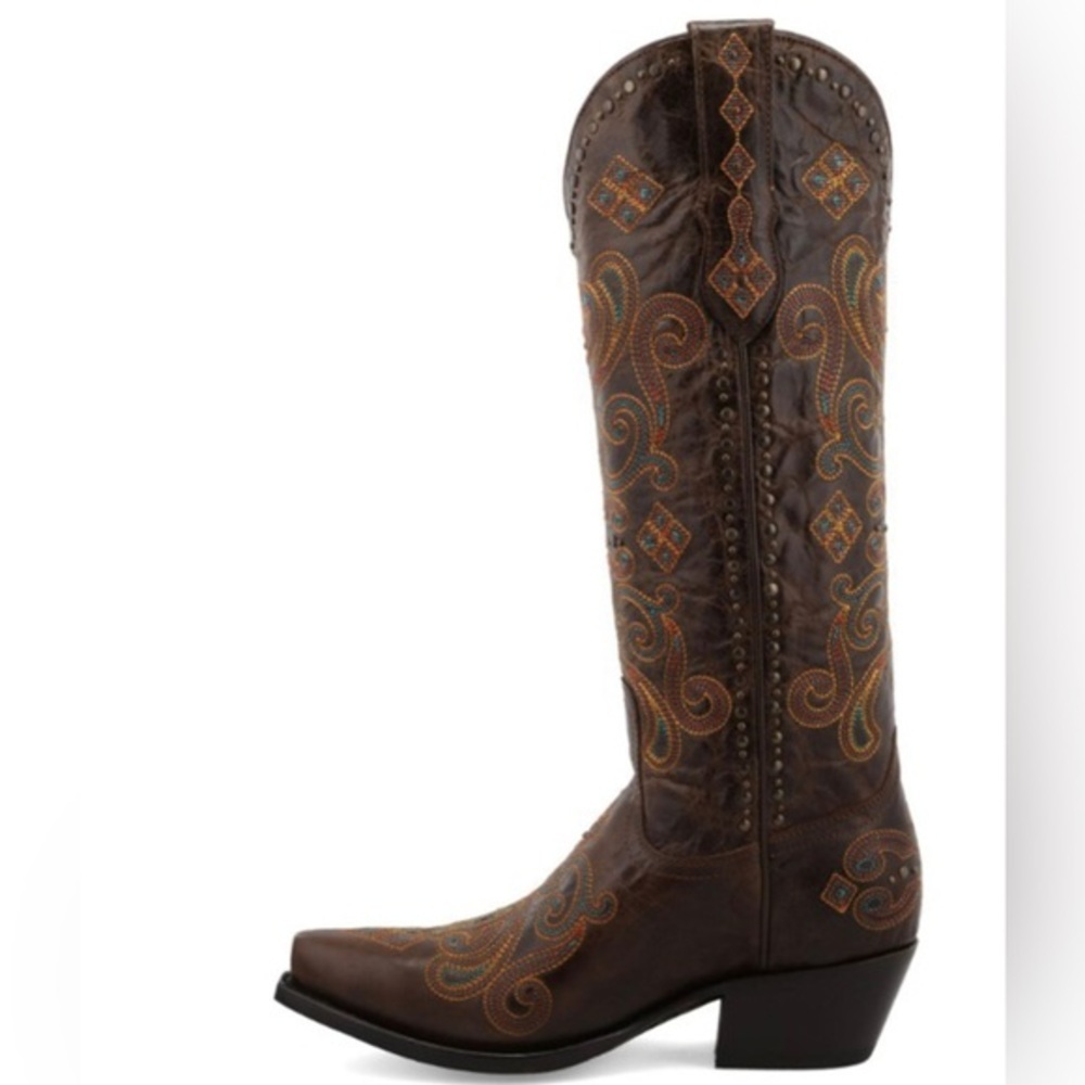 BLACK‎ STAR LOCKHART blue EMBROIDERED LEATHER WESTERN SNIP TOE BOOT size 11 new